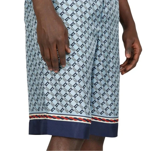 NWT GUCCI GG-PRINTSILKBLUE SHORTS Designer Sz 46 - US Sz S